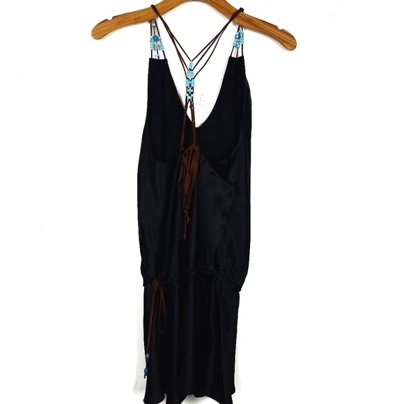 Single bohimian unic black 100% silk tank top M - Picture 8 of 8